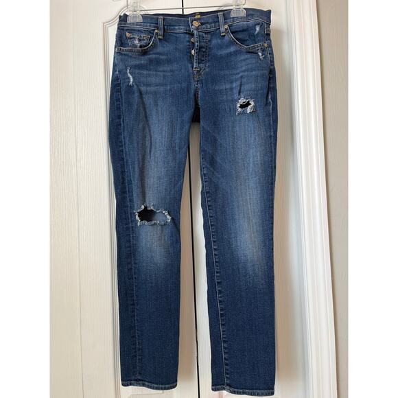 7 FOR ALL MANKIND Josephina Skinny Boyfriend Distressed Jeans - Picture 2 of 9